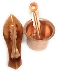 Copper Panchpatra with Anchmani for All Pooja Purpose Copper  (Brown)-thumb1