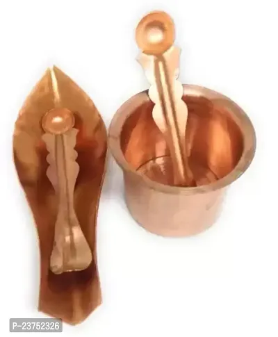 Copper Panchpatra with Anchmani for All Pooja Purpose Copper  (Brown)-thumb2