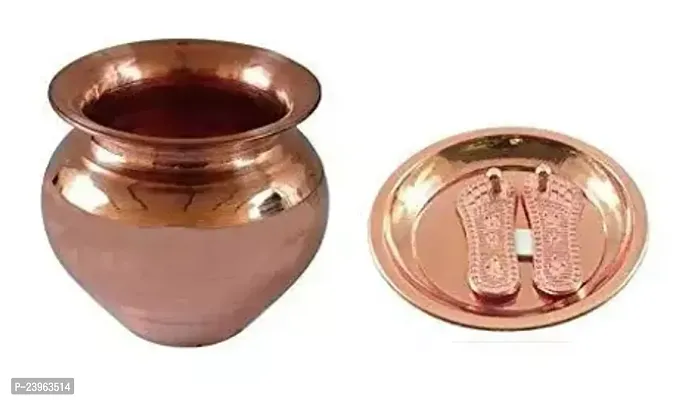 COPPER LOTA WITH CHARAN COMBO SET FOR PUJA PURE COPPER-thumb0