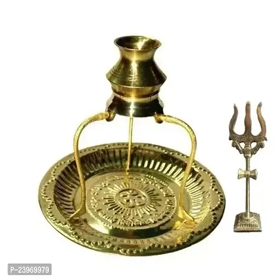 brass plate with shivling stand and trishul Puja Articles-thumb0