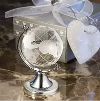 Earth Globe World Map Crystal Glass Clear Stand Desk Decoration Gifts Decorative Showpiece - 6.5 cm  (Crystal, Metal, Clear)-thumb1