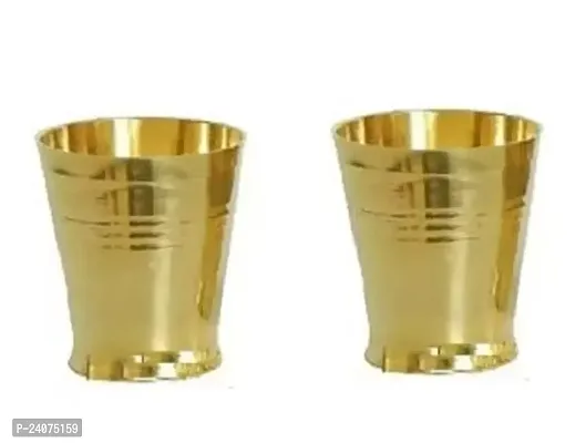Brass Glass for pooja/Mandir,worship place and special occasions(small/set of 2) Brass Kalash (Height: 5.5 CM, Gold)