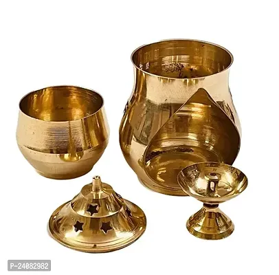 Brass Camphor Diya Diffuser (Gold) for Diwali Pooja Deepak Decoration-thumb2