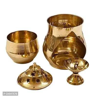 Traditional Brass Brass Camphor Diya Diffuser (Gold)-thumb2