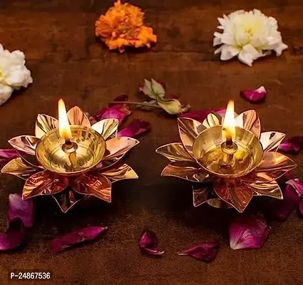 Brass Akhand Diya Deepak for Diwali Pooja, Gifting - Set of 4-thumb2