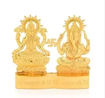 Metal Gold Plated Laxmi Ganesh Gold Plated Statue HEIGHT : 10CM-thumb1
