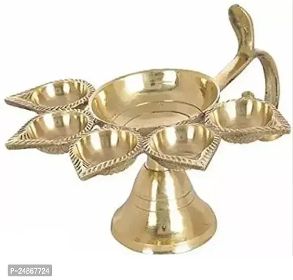 Brass Panch Aarti Lamp || Pancharti Diya Oil Lamp || Panch aarti Jyoti-thumb0