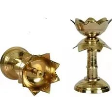 Akhand Kamal Stand Diya,Brass Diya for Puja Temple Decoration-thumb2