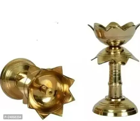 Akhand Kamal Stand Diya,Brass Diya for Puja Temple Decoration-thumb3