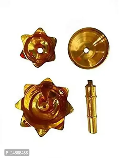 Pure Brass Kamal Akhannd Diya for Puja Room Lotus Shape Diya / Set 2 Brass ( 4 Inch )-thumb2