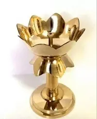 Pure Brass Kamal Akhannd Diya for Puja Room Lotus Shape Diya / Set 2 Brass ( 4 Inch )-thumb2