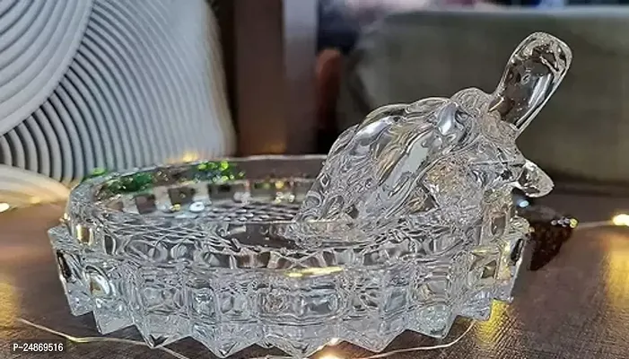 Crystal Tortoise Glass Kachua with Beautiful Bowl Plate-thumb0