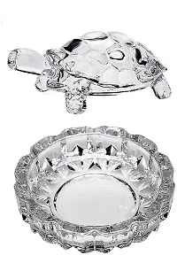 Crystal Tortoise Glass Kachua with Beautiful Bowl Plate-thumb1