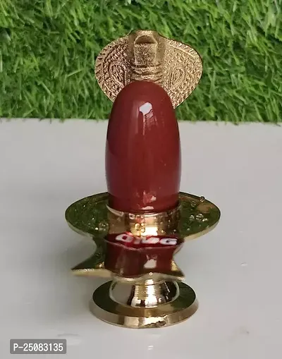 Narmada Shivling and Brass Yoni Base, Swayambhu Narmadeshwar Shivling with Brass Stand-thumb0