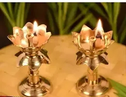 Kamal Diya with Stand Oil Diwali Puja Lamp Religious Purpose, Temple, Lighting Decoration Pack OF 2-thumb2