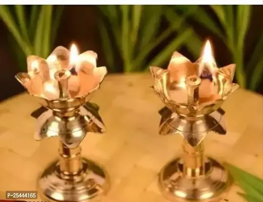 Kamal Diya with Stand Oil Diwali Puja Lamp Religious Purpose, Temple, Lighting Decoration Pack OF 2-thumb3