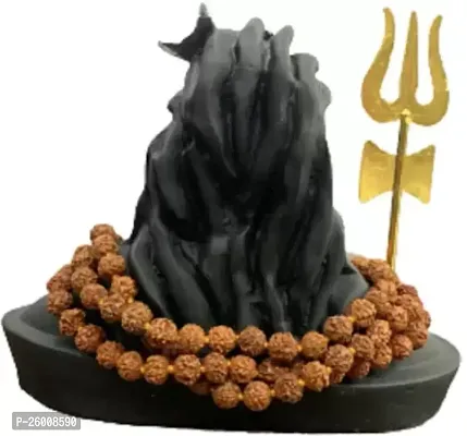 SHIV ADIYOGI IDOL WITH RUDRAKSH MALA AND TRISHUL Decorative Showpiece - 12 cm  (Polyresin, Black)-thumb4