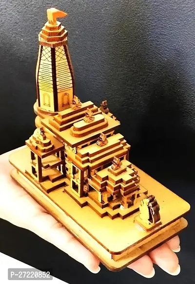 Shri Ram Mandir Ayodhya 3D Model Wooden Temple 5 Inches Decorative Wood Temple for Gift Replica-thumb3