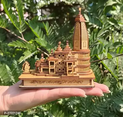 Shri Ram Mandir Ayodhya Mandir for Home (Small) - Ideal for Home Decor, Temple and Best Gift, Brown, Pinewood-thumb0