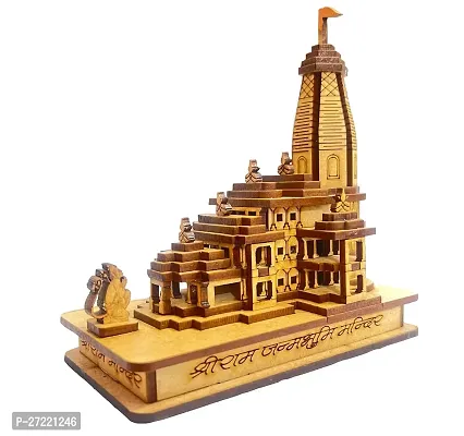 Shri Ram Mandir Ayodhya Mandir for Home (Small) - Ideal for Home Decor, Temple and Best Gift, Brown, Pinewood-thumb2