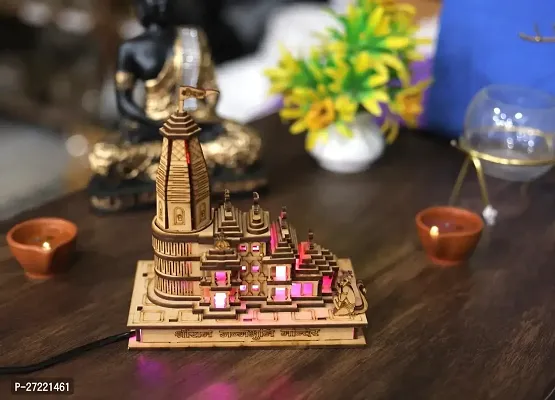 LED Lights Shree Ram Ayodhya Mandir 3D Wooden Model | Detachable Ram Janambhoomi Ayodhya Mandir-thumb0