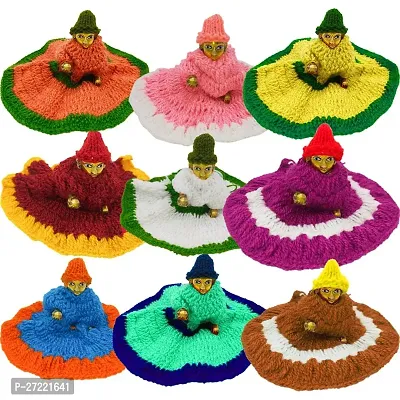 Laddu Gopal Woolen Dress Size 0-1 Krishna Dress, Laddu Gopal Winter Dress Small Size Clothes Poshak Combo Set Mix Colour (Set of 12)-thumb2