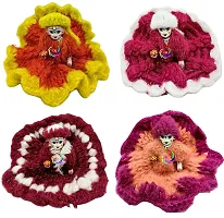 Laddu Gopal Woollen Poshak with Cap Beautiful Winter Dress Soft Woolen Dress Size 3-4 Combo Set (Set of 4)-thumb1