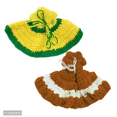 Laddu Gopal Woollen Poshak with Cap Beautiful Winter Dress Soft Woolen Dress Size 3-4 Combo Set (Set of 4)-thumb3