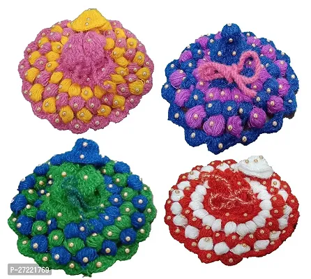 Laddu Gopal Woollen Poshak with Cap Beautiful Winter Dress Woolen Cloth Size 3-4 Combo Set (Set of 4)-thumb0