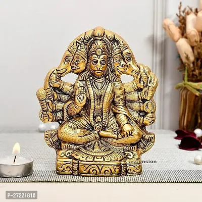 Hanuman ji,Panchmukhi Hanuman Murti,Bajrangbali Murti Religious Idol for Pooja Room  Decor Your Home,Office,Hanuman Idol Statue Showpiece for Home Decoration Gifting, Gold-thumb0