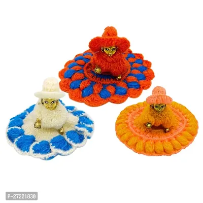 Laddu Gopal Winter Dress Krishna Woolen Cloth Poshak for Size 3-4 Khanaji Murti/Idol (Set of 3)