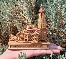 Shri Ram mandir Ayodhya 3D Wood Tempal for Home Decoration, Office Ram Mandir 3D Model CAR Deshboard, Brown-thumb4