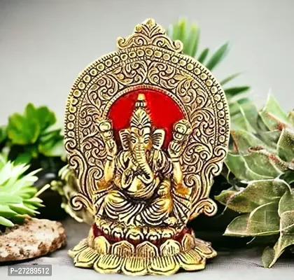 Graceful Heavy Metal Ganesha for PujaLord Ganesha Statue also brings wisdom and wealth.Graceful Heavy Metal Ganesha for Puja , Ganesha Murti , Ganesh ji ki Murti red background-thumb0