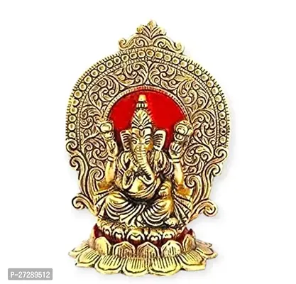 Graceful Heavy Metal Ganesha for PujaLord Ganesha Statue also brings wisdom and wealth.Graceful Heavy Metal Ganesha for Puja , Ganesha Murti , Ganesh ji ki Murti red background-thumb2