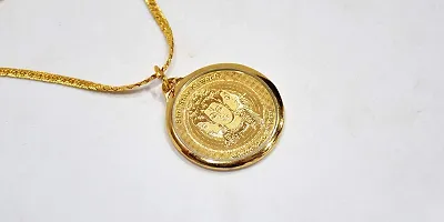 24 K Gold Plated Lord Shankar Coin Pendant and Necklace-thumb2