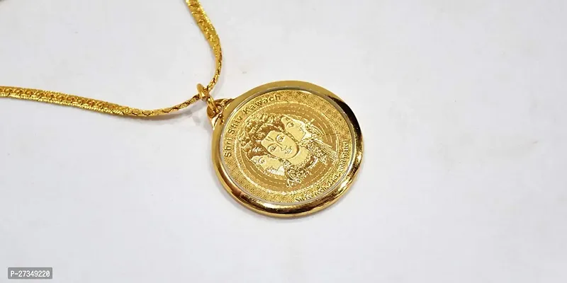 24 K Gold Plated Lord Shankar Coin Pendant and Necklace-thumb3