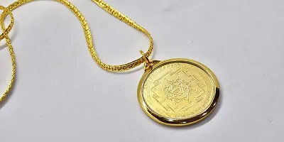 24 K Gold Plated Lord Shankar Coin Pendant and Necklace-thumb1