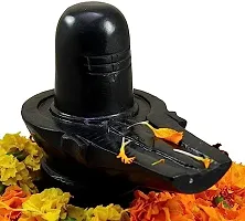 Shivling for Home Pooja Temple Black Marble 12.7 cm (Stone, Black)-thumb1