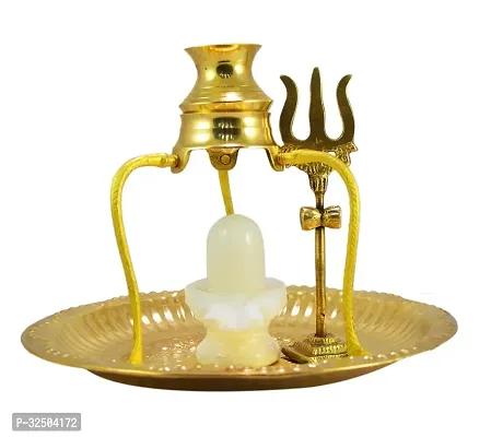 Crafting Bear White Shivling Shiva Ling/Shivling with Brass Plate, Kalash with Stand (1 Pieces, Gold) Decorative Showpiece  -  12 cm (Brass, Gold)-thumb2