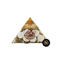 Gomti Chakra Pyramid - Large Orgonite Pyramid with Shree Yantra - Feng Shui Vastu with Rudraksha, Gomati Chakra, Chirmi  Kaudi Shells-thumb2