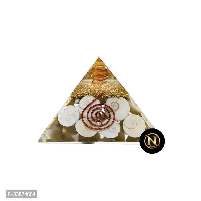 Gomti Chakra Pyramid - Large Orgonite Pyramid with Shree Yantra - Feng Shui Vastu with Rudraksha, Gomati Chakra, Chirmi  Kaudi Shells-thumb3