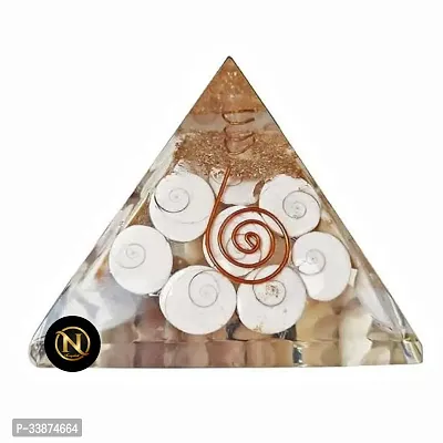 Gomti Chakra Pyramid - Large Orgonite Pyramid with Shree Yantra - Feng Shui Vastu with Rudraksha, Gomati Chakra, Chirmi  Kaudi Shells-thumb2