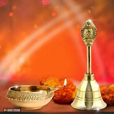 Deginer Brass Diya With Pooja Bell-thumb0