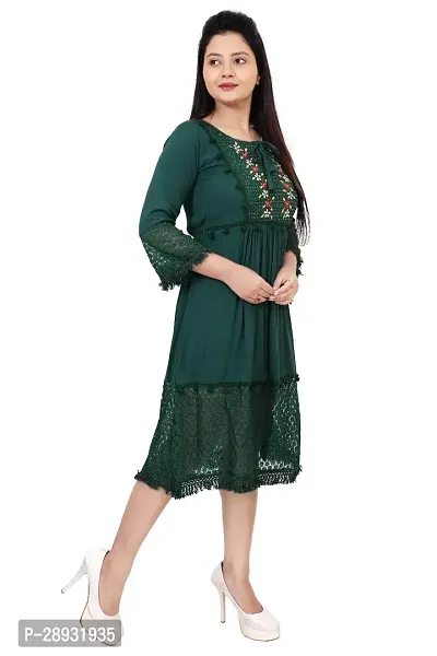 Stylish Green Cotton Blend Dress For Women