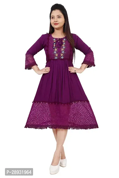 Stylish Purple Cotton Blend Dress For Women