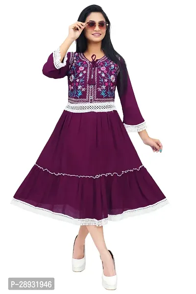 Stylish Purple Cotton Blend Dress For Women