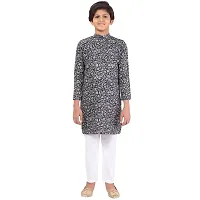 Stylish Fancy Cotton Rayon Kurta With Bottom Wear Set For Boys-thumb1