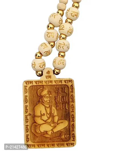 Vindhya shakti Wooden God locket with Tulsi Kanthi Mala, Pack of 1-thumb0