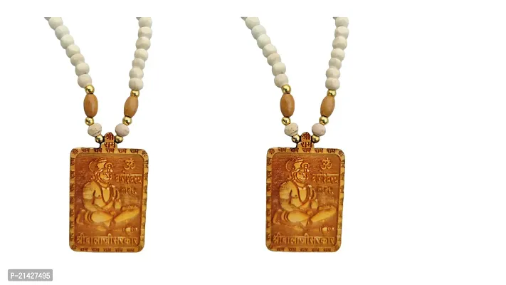 Vindhya shakti Wooden God locket with Tulsi Kanthi Mala, Pack of 2