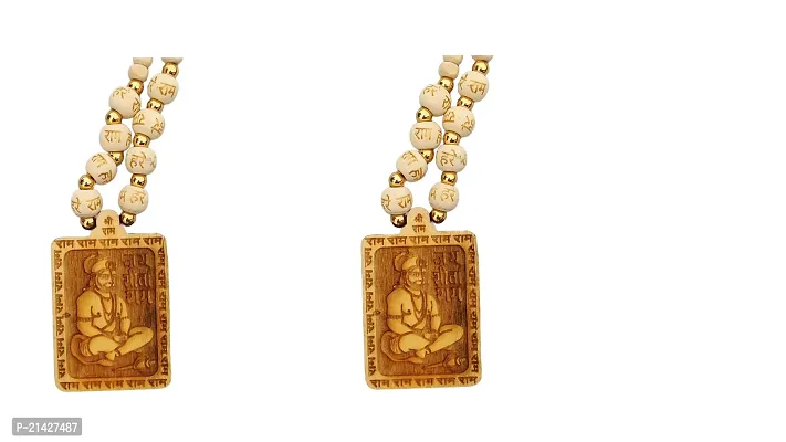 Vindhya shakti Wooden God locket with Tulsi Kanthi Mala, Pack of 2